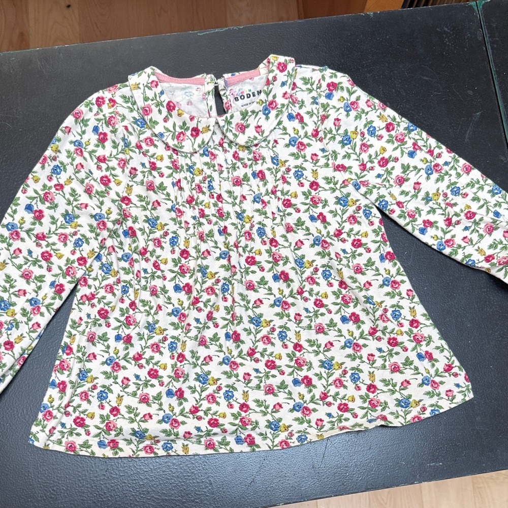 Mini Boden Multicolor Floral Long Sleeve Blouse